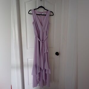 Badgley Mischka Lavender Purple Chiffon High Low Dress